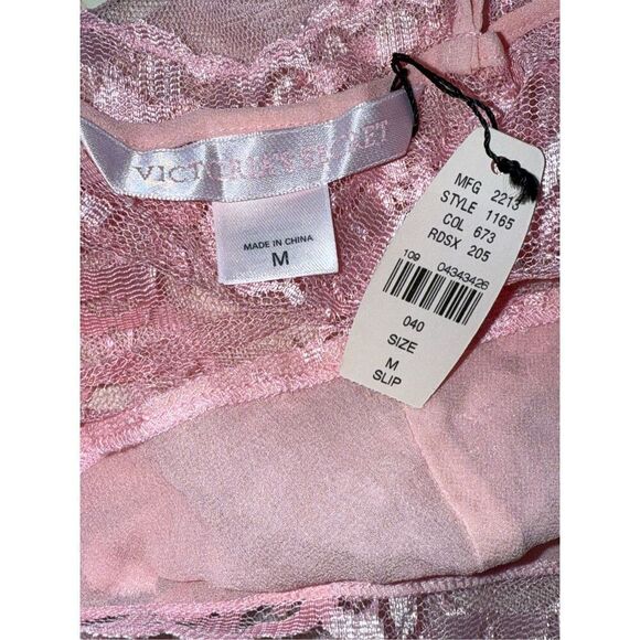 Victoria's Secret Sheer Pink Lace Cherry Blossom Open Top Mini Slip Dress Size M - Picture 6 of 10